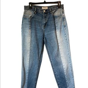 PacSun Vintage Icon Straight Leg Jean Frayed Hem Two Tone Wash Denim Sz 28 Retro